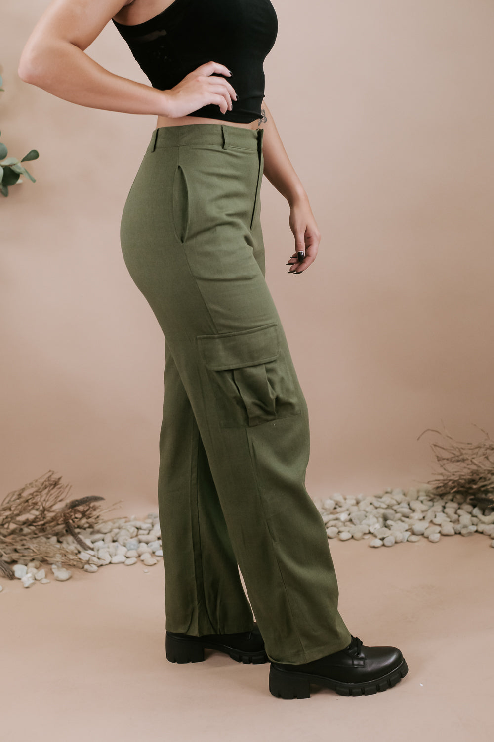Trendy Girl Olive Cargo Pants – She Is Boutique