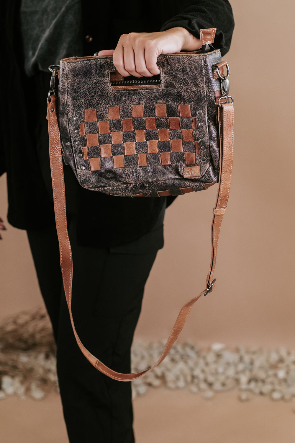 Keiki Black Lux Tan Handbag