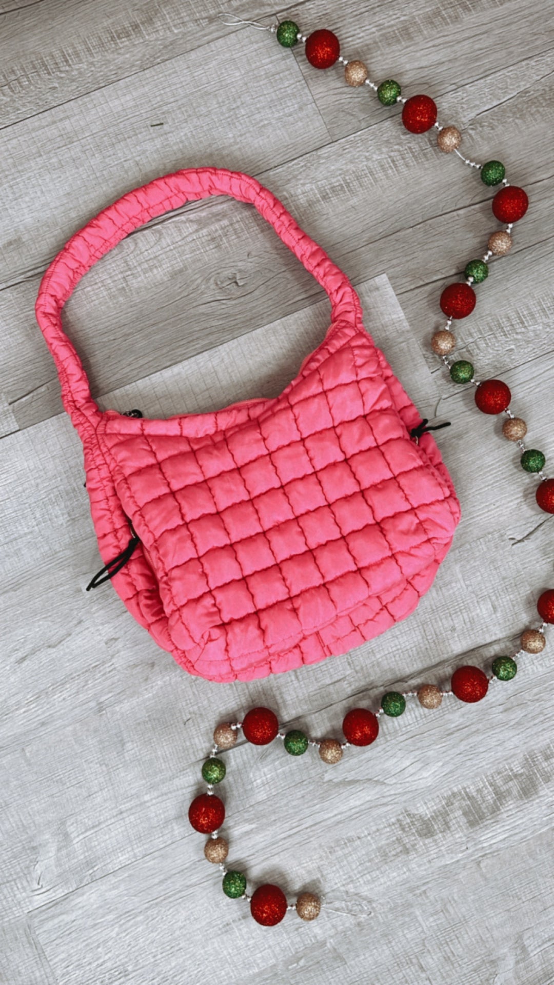 Quilted Puffer Carryall Bag, Pink