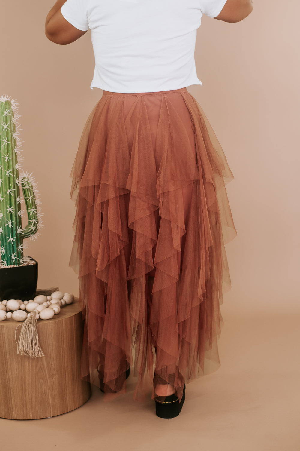 Be Merry Mesh Tutu Tulle Maxi Skirt , Rust