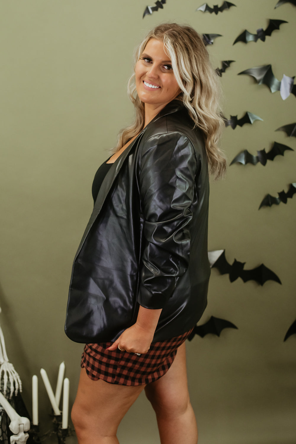 The Classic Leather Blazer , Black