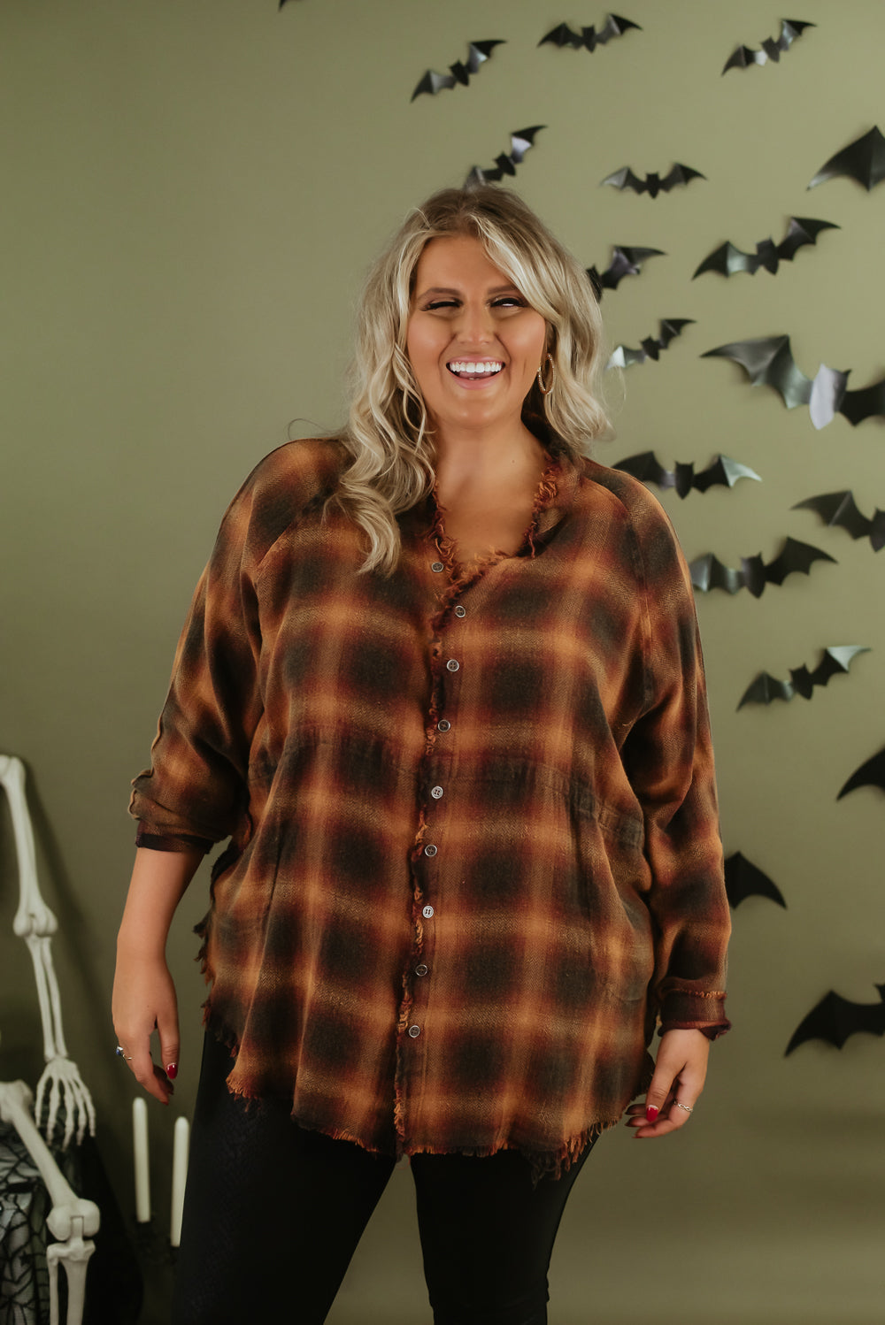 Season To Season Flannel , Orange/Black – Everyday Chic Boutique