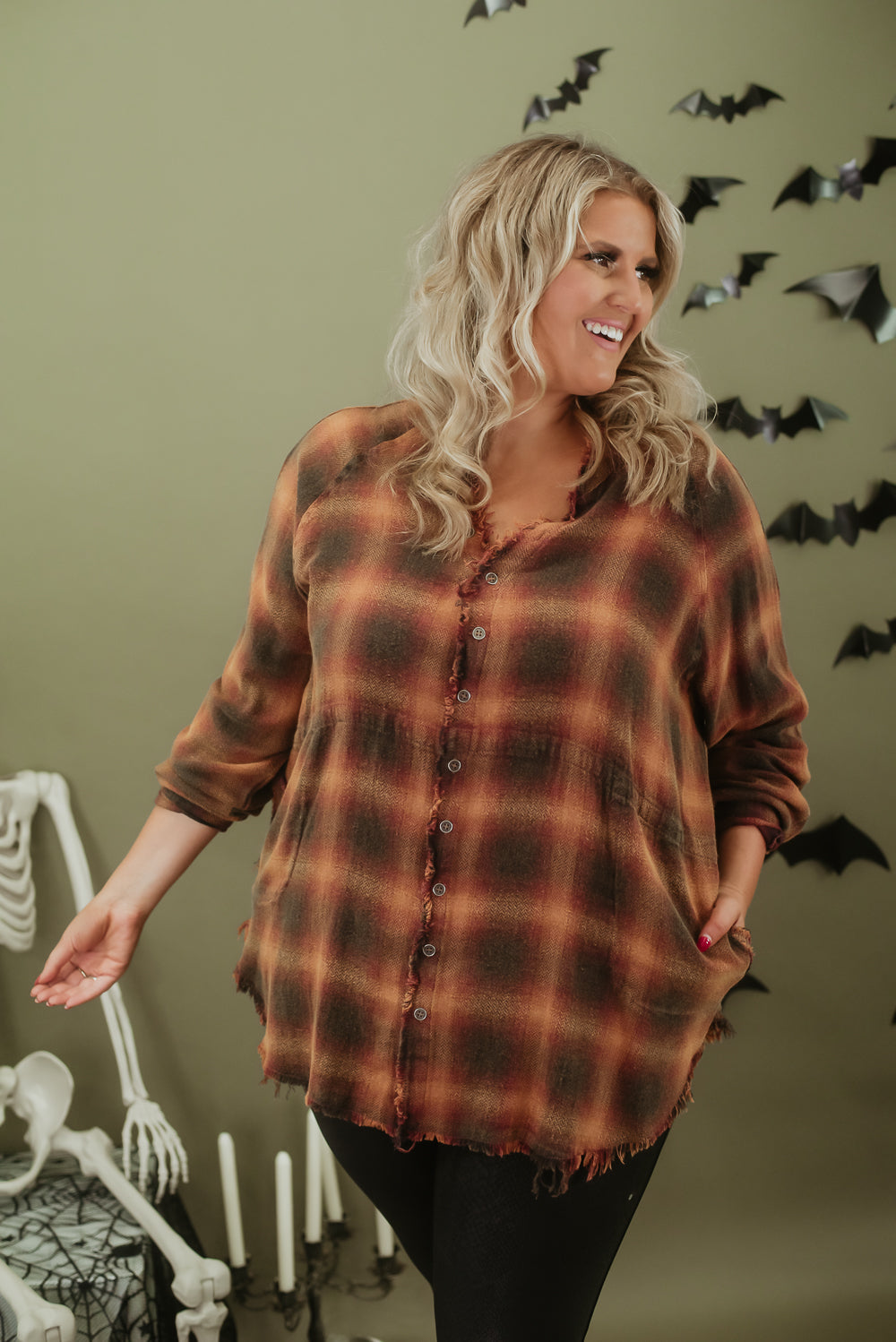 Everyday Chic Boutique Forever in Flannel, Orange Small