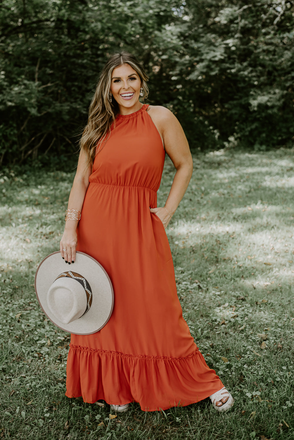 Plus size orange outlet maxi dress