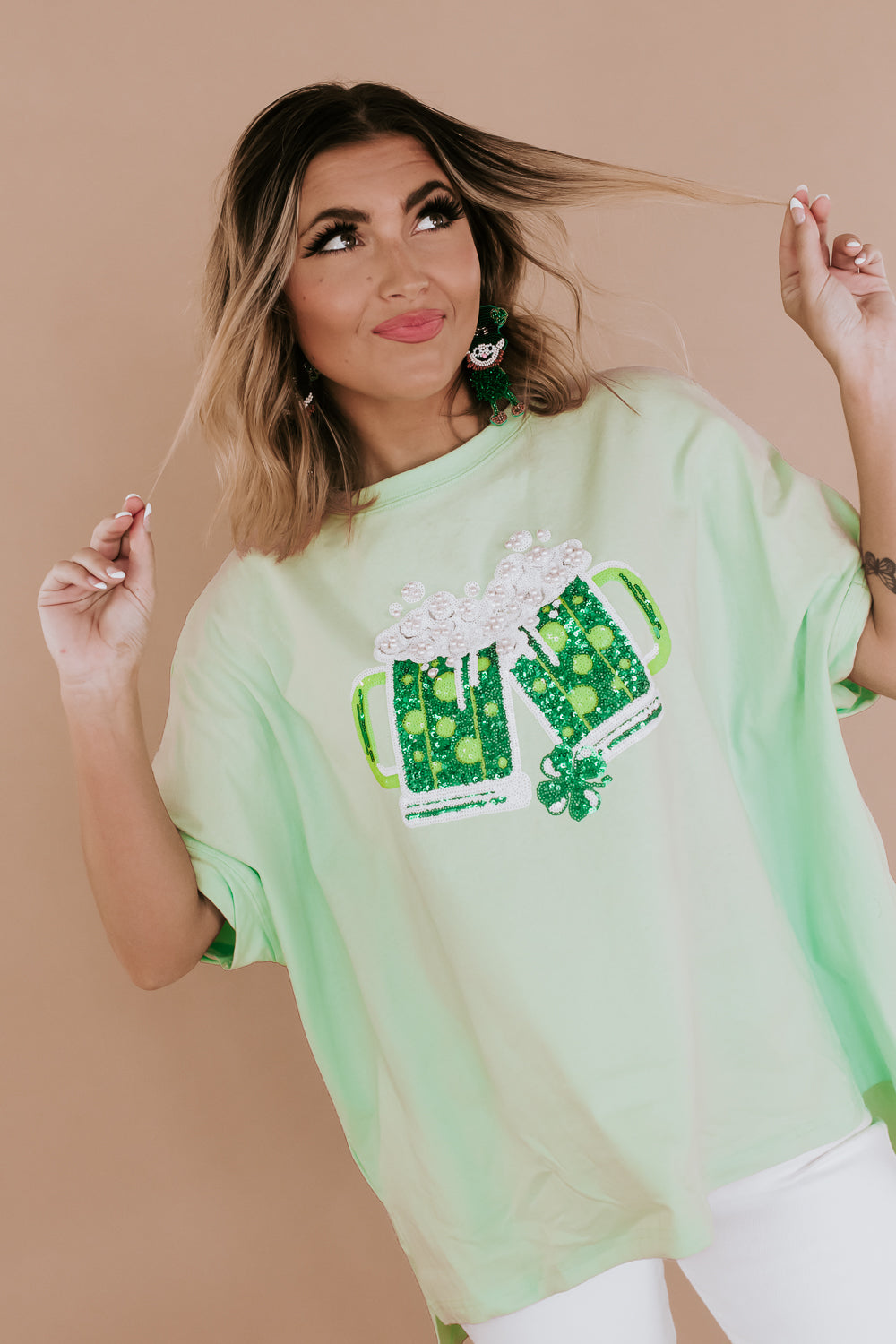 St.Patricks Day Sequin Top, Green