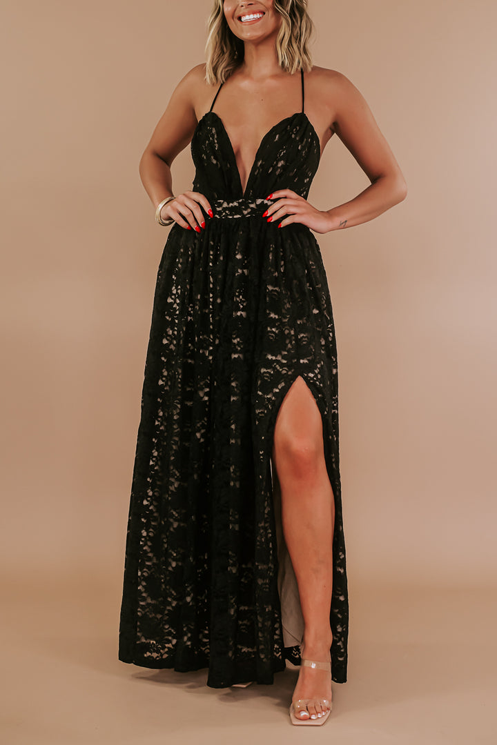 ECB Exclusive: Layla Lace Maxi Dress, Black