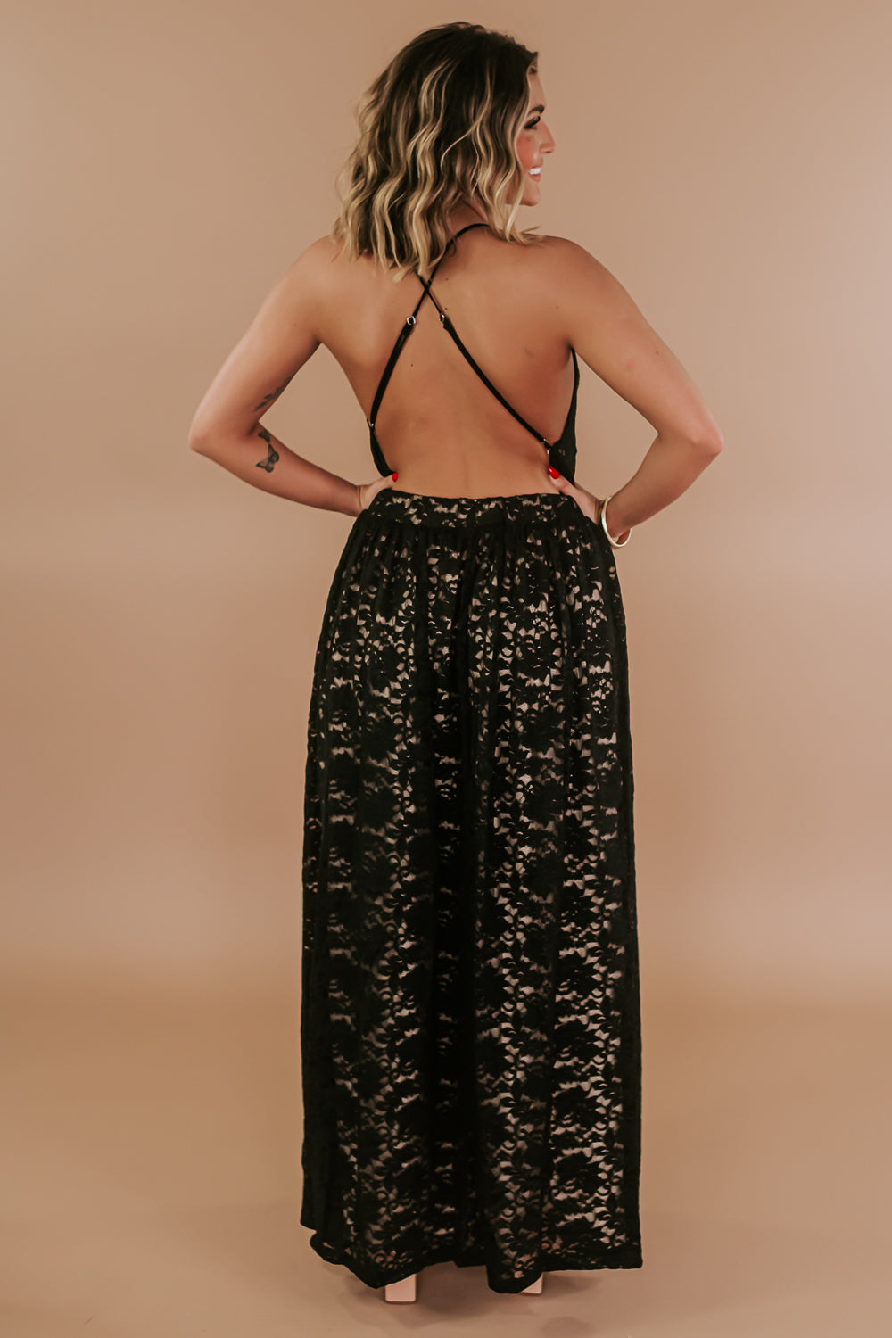 ECB Exclusive: Layla Lace Maxi Dress, Black