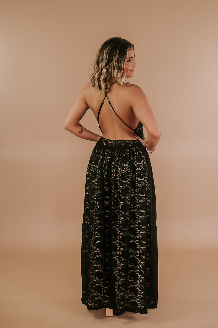 ECB Exclusive: Layla Lace Maxi Dress, Black