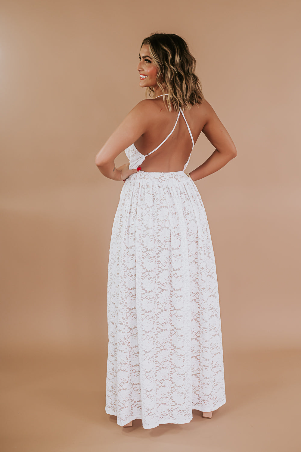 ECB Exclusive: Layla Lace Maxi Dress, White