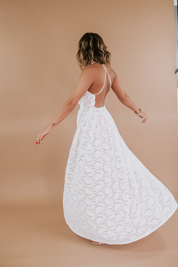 ECB Exclusive: Layla Lace Maxi Dress, White