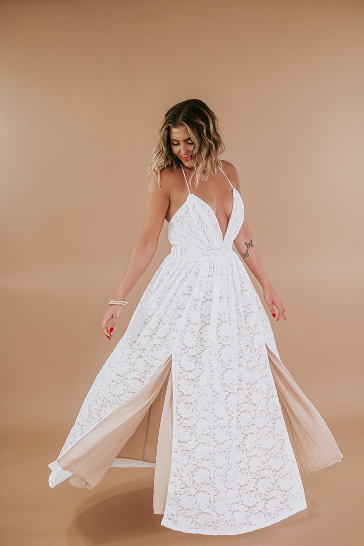 ECB Exclusive: Layla Lace Maxi Dress, White