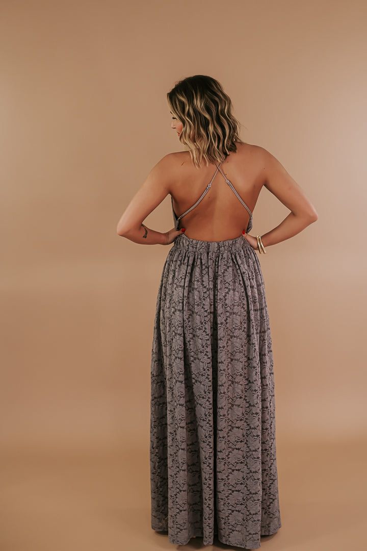 ECB Exclusive: Layla Lace Maxi Dress, Taupe