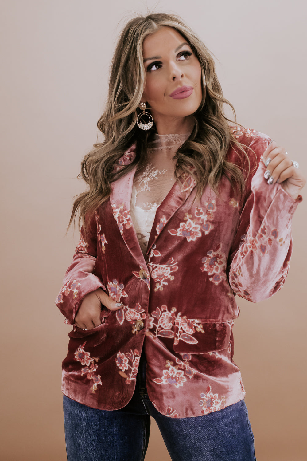 Floral velvet clearance blazer