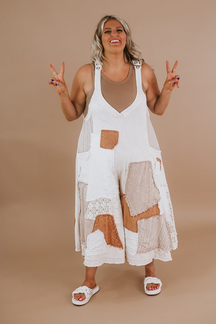 Oli & Hali: Boho Patchwork Jumpsuit, Cream