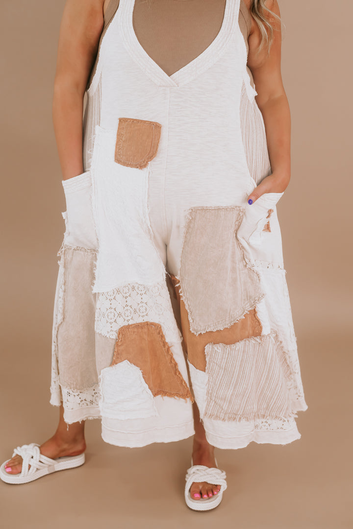 Oli & Hali: Boho Patchwork Jumpsuit, Cream