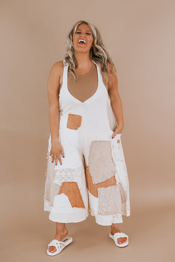 Oli & Hali: Boho Patchwork Jumpsuit, Cream