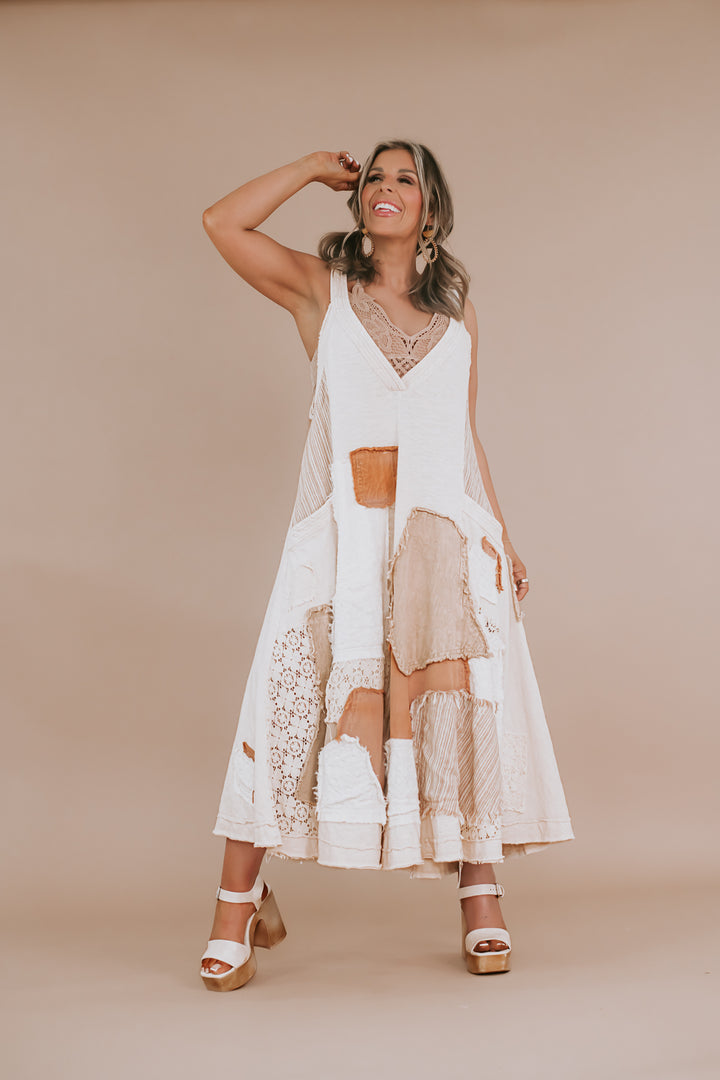 Oli & Hali: Boho Patchwork Jumpsuit, Cream