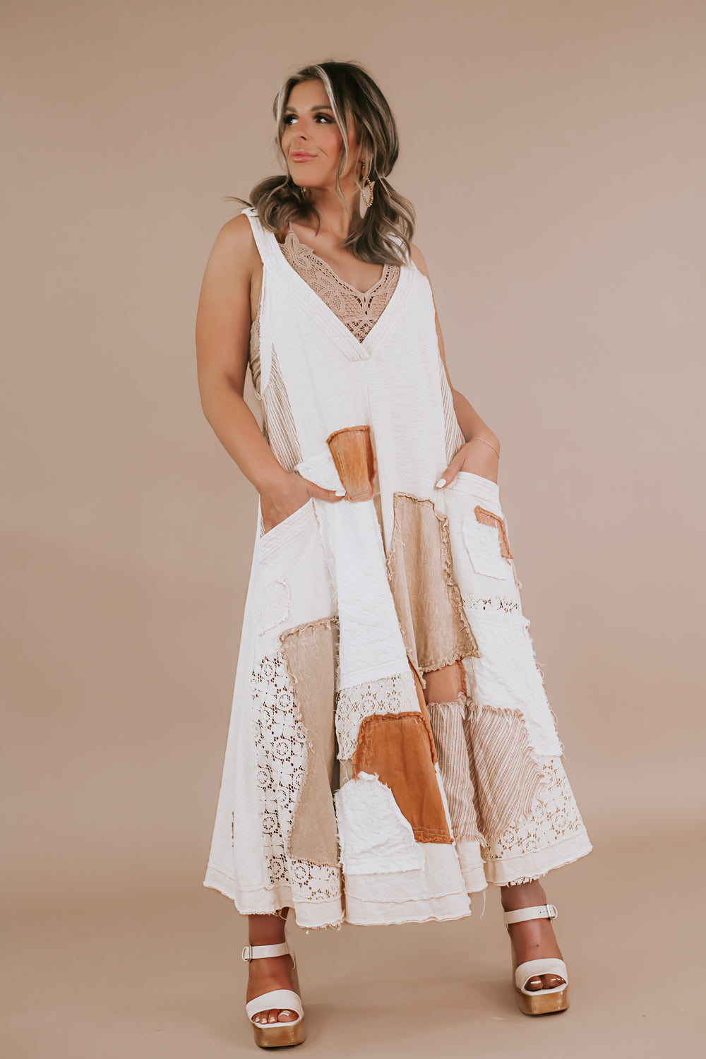 Oli & Hali: Boho Patchwork Jumpsuit, Cream