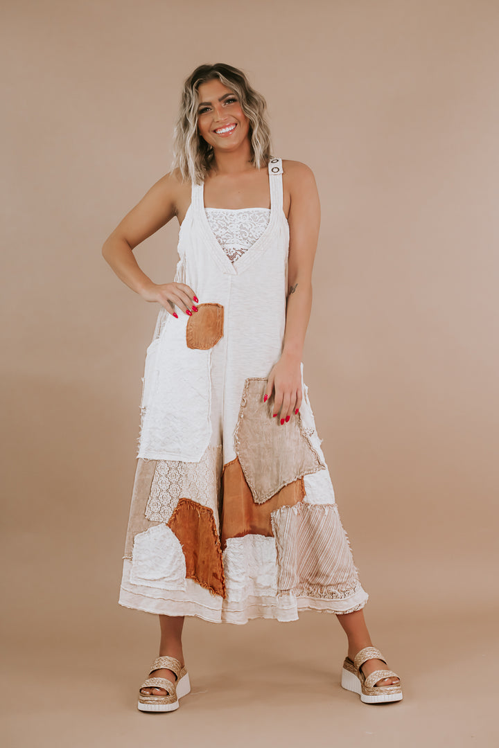 Oli & Hali: Boho Patchwork Jumpsuit, Cream