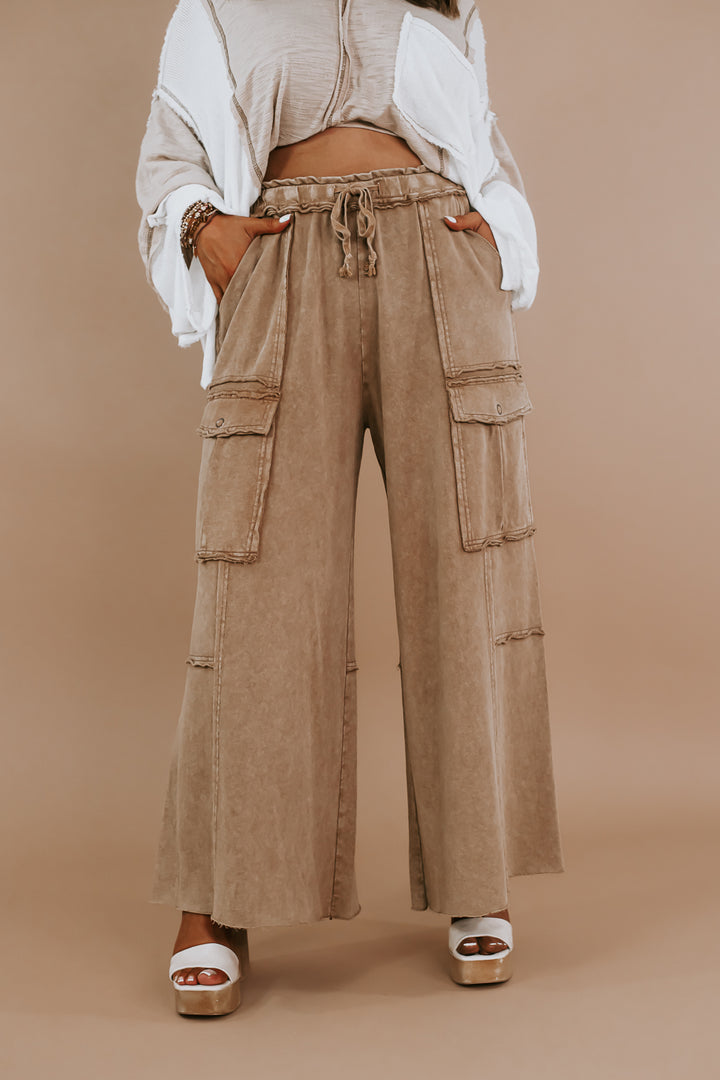 Down For It Distressed Cargo Pant, Mocha