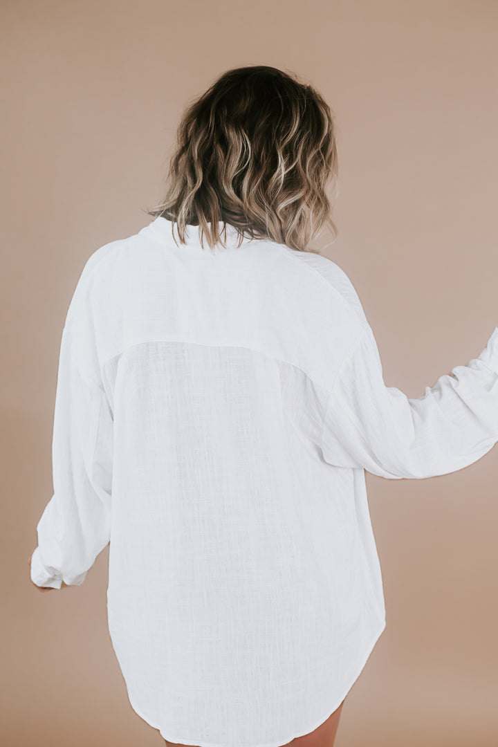 Linen Button Down Shirt, White