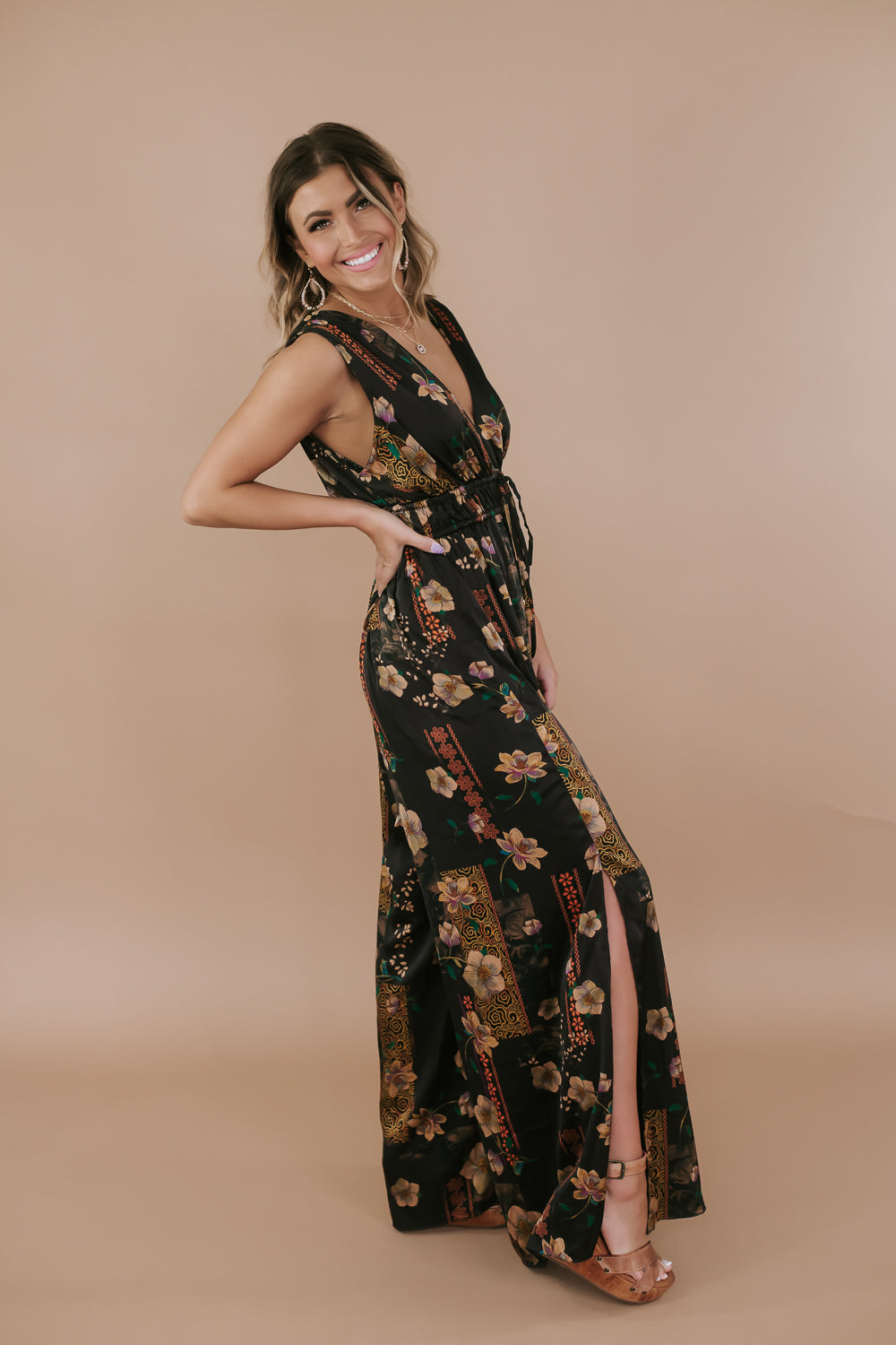 Floral Print Get Into It Jumpsuit