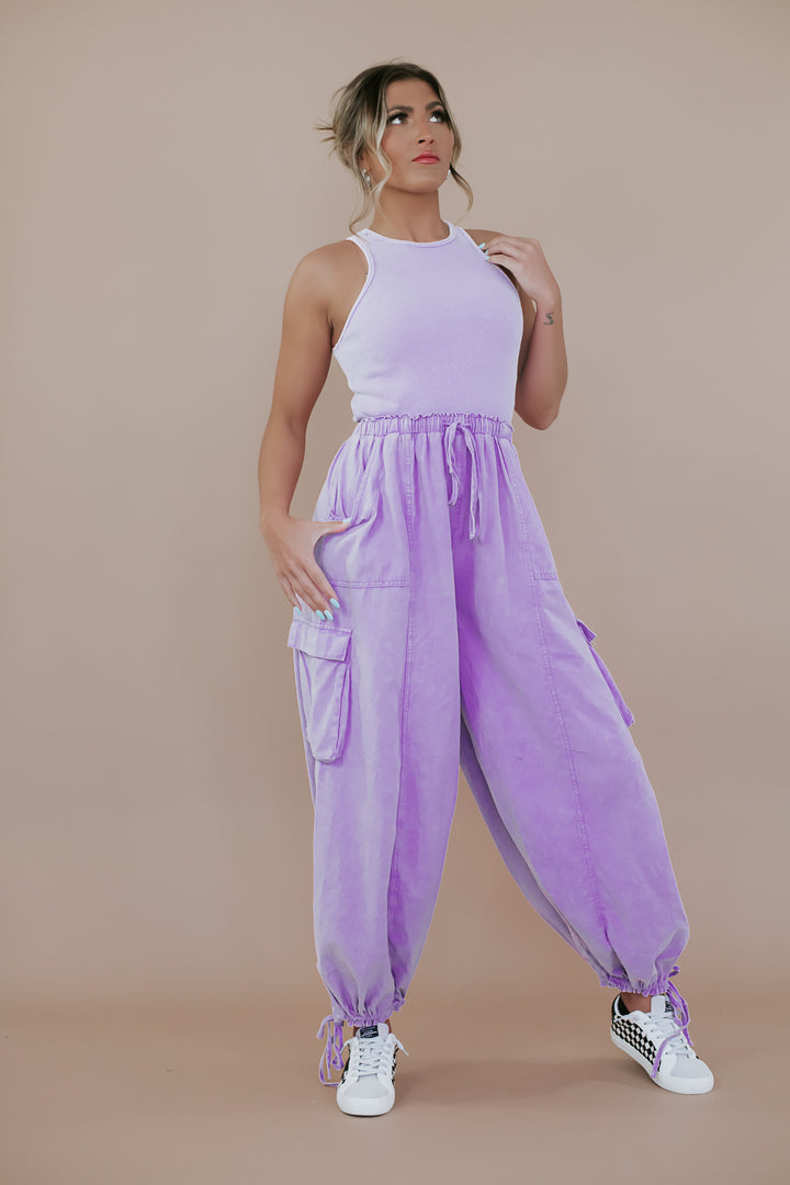 Corrie Cargo Pant Jumpsuit, Lavender