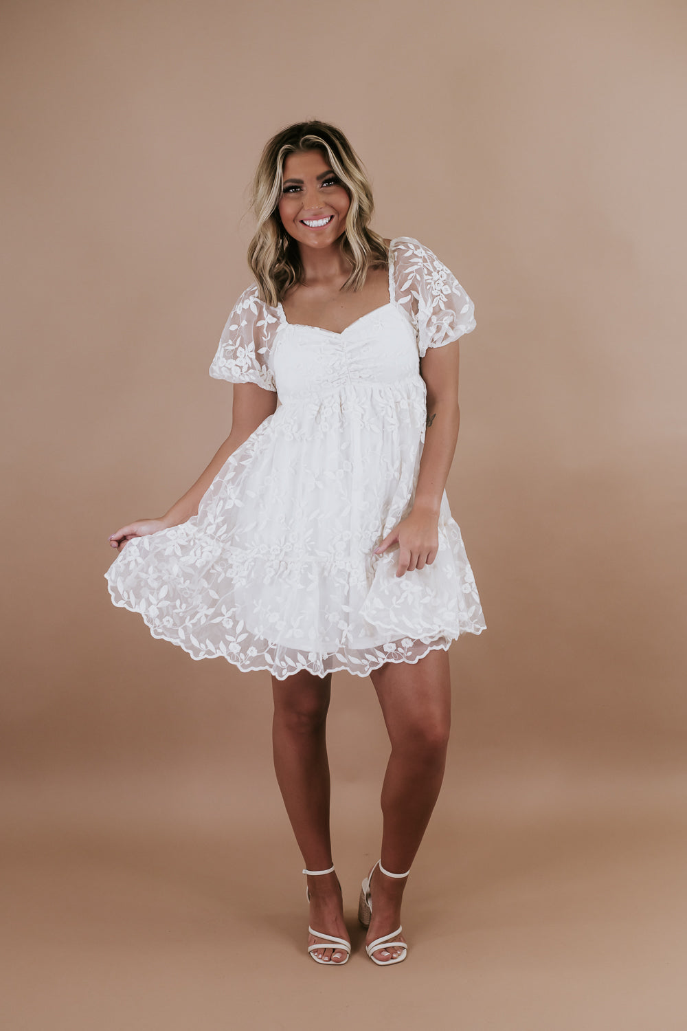 Floral Lace Babydoll Dress, Cream – Everyday Chic Boutique