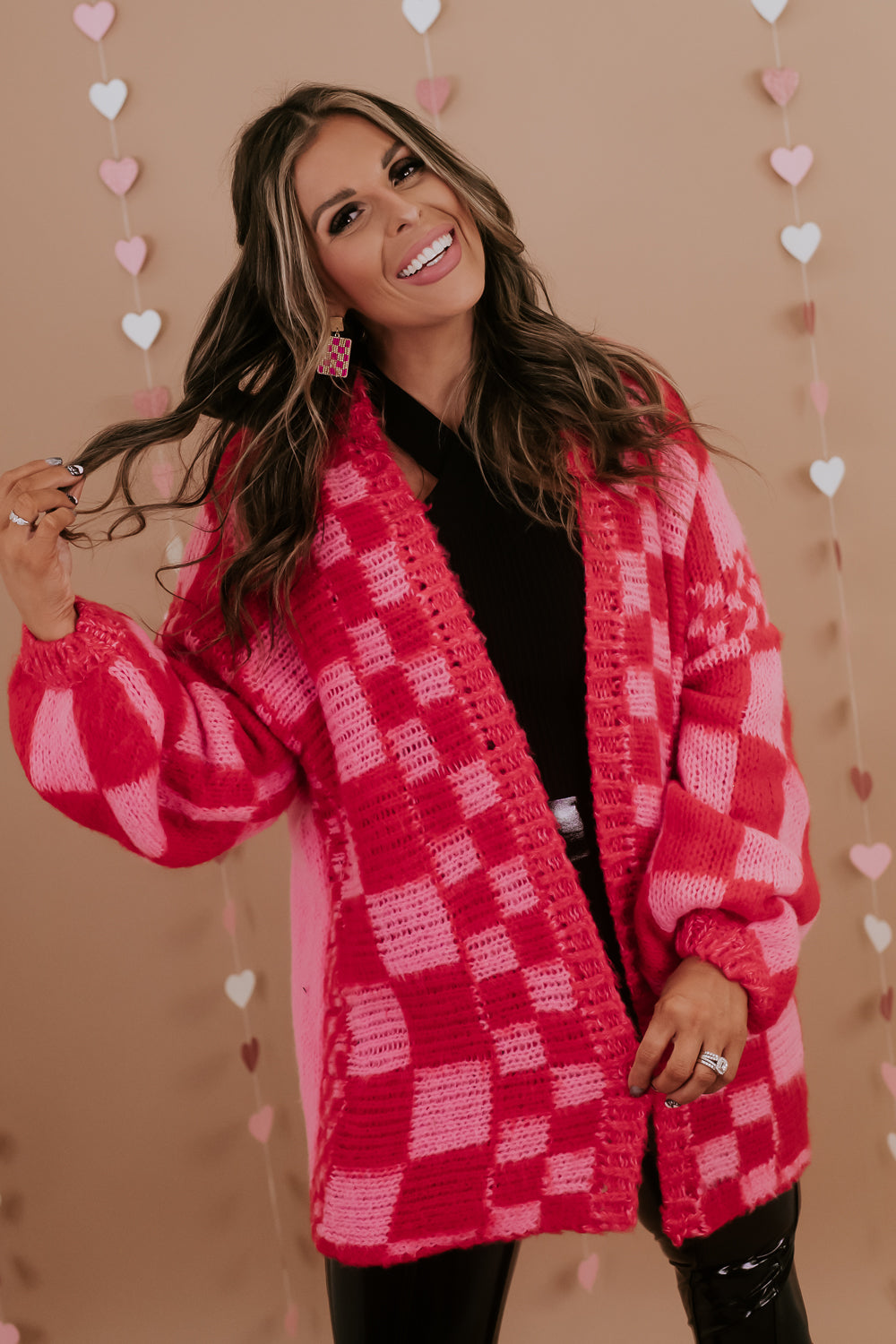 Pink checkered clearance sweater