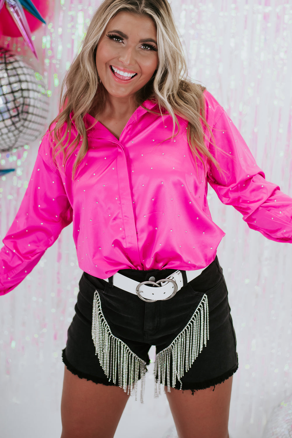 Barbie Rhinestone Short Sleeve Crop Top