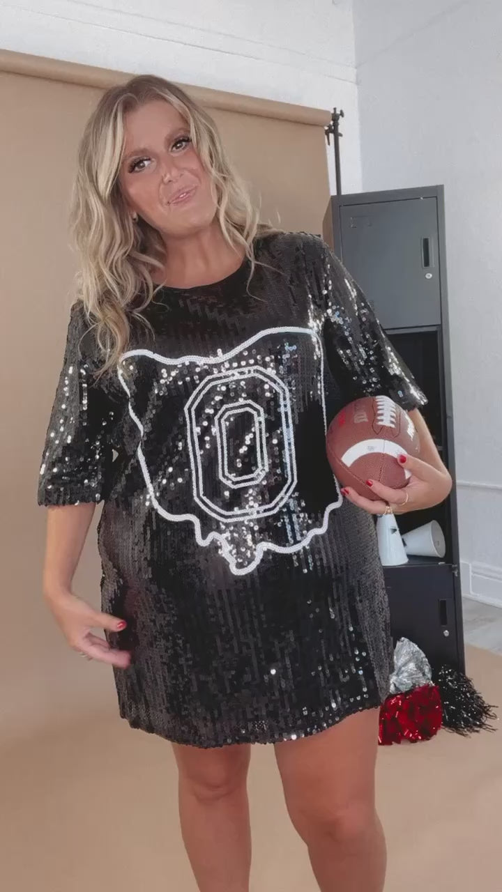 OH Spirit Sequin Dress, Black