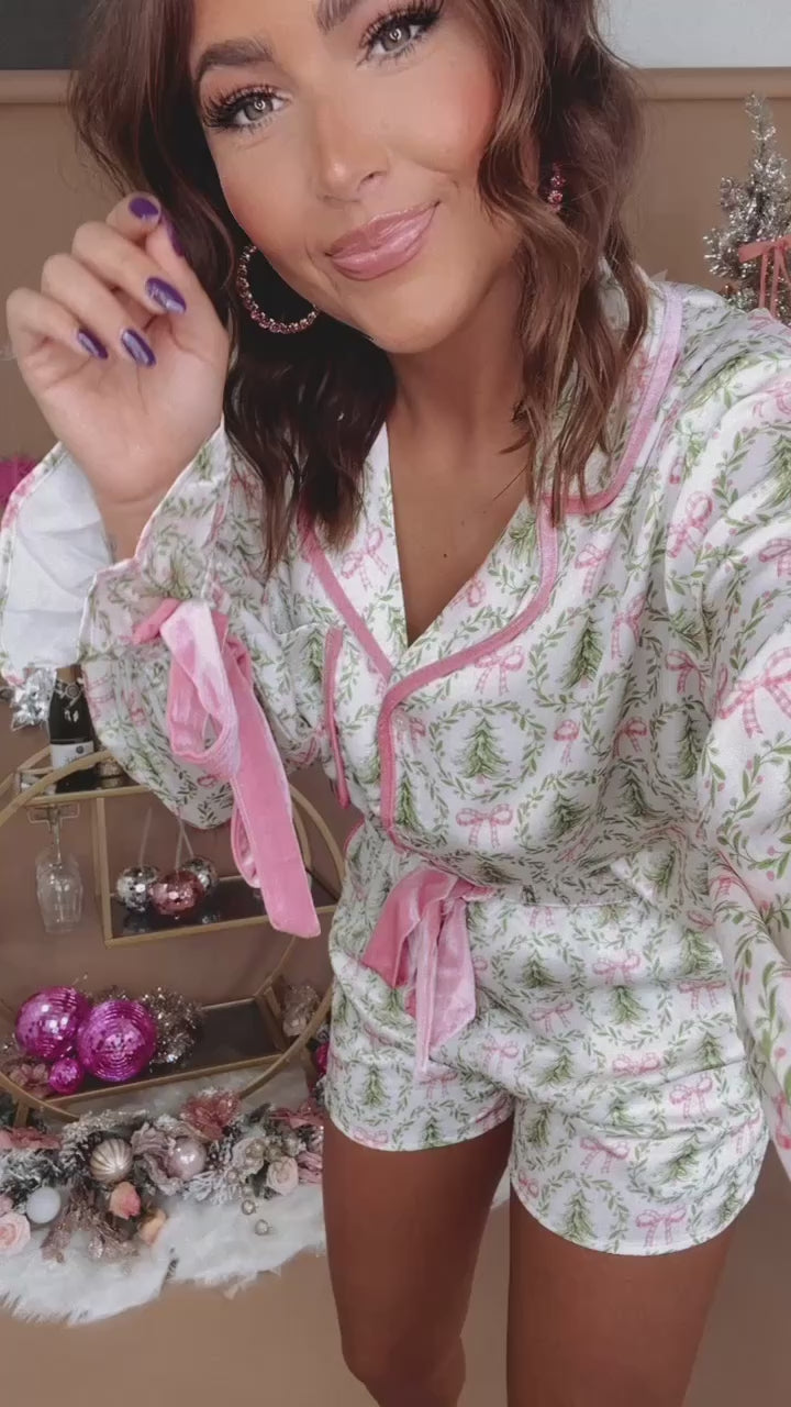 A Pink Christmas Satin PJ Set