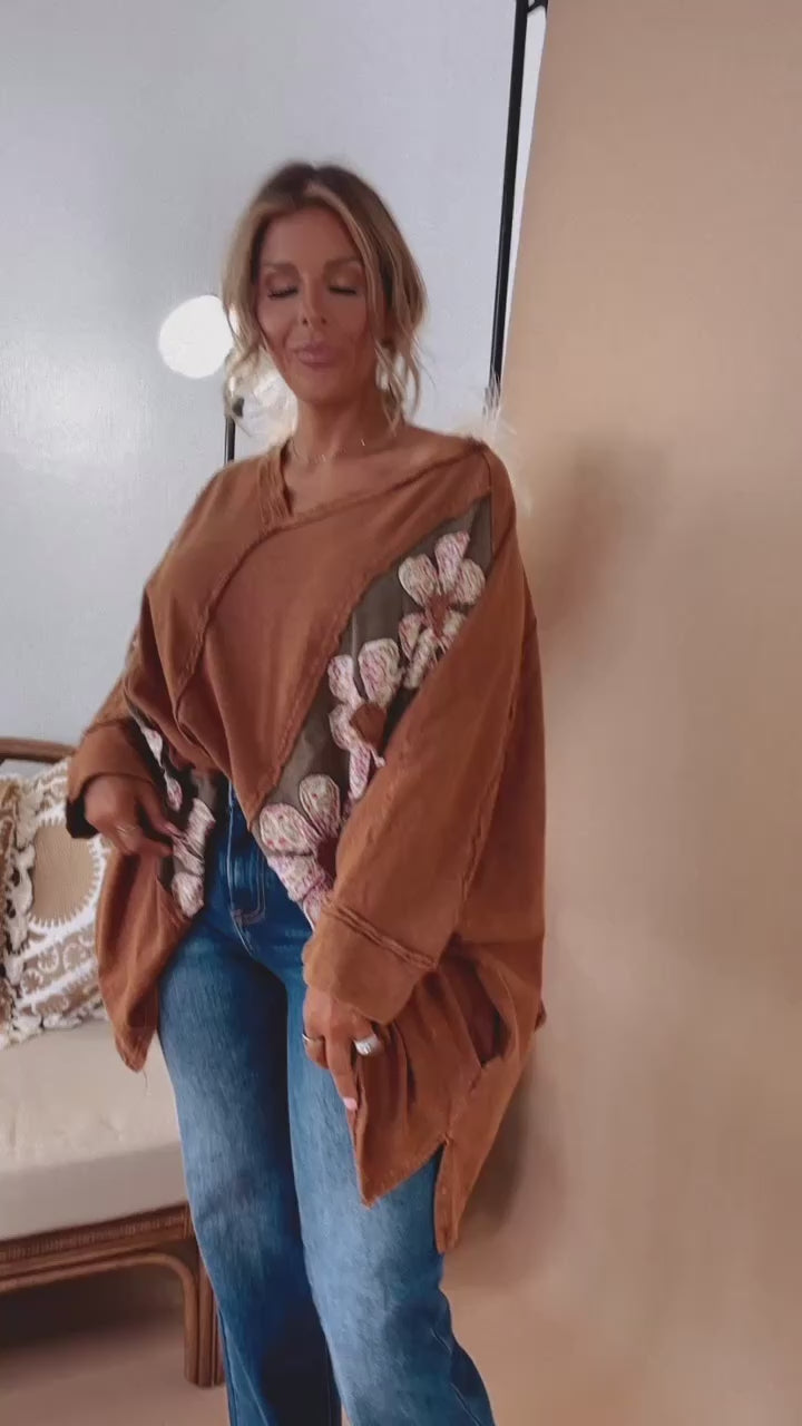 Bloom Into You Floral Boho Top, Camel