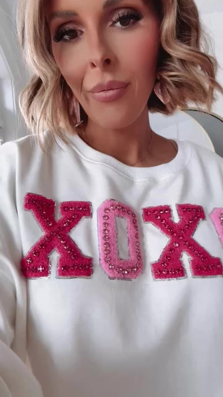 XOXO Cropped Sweatshirt, White