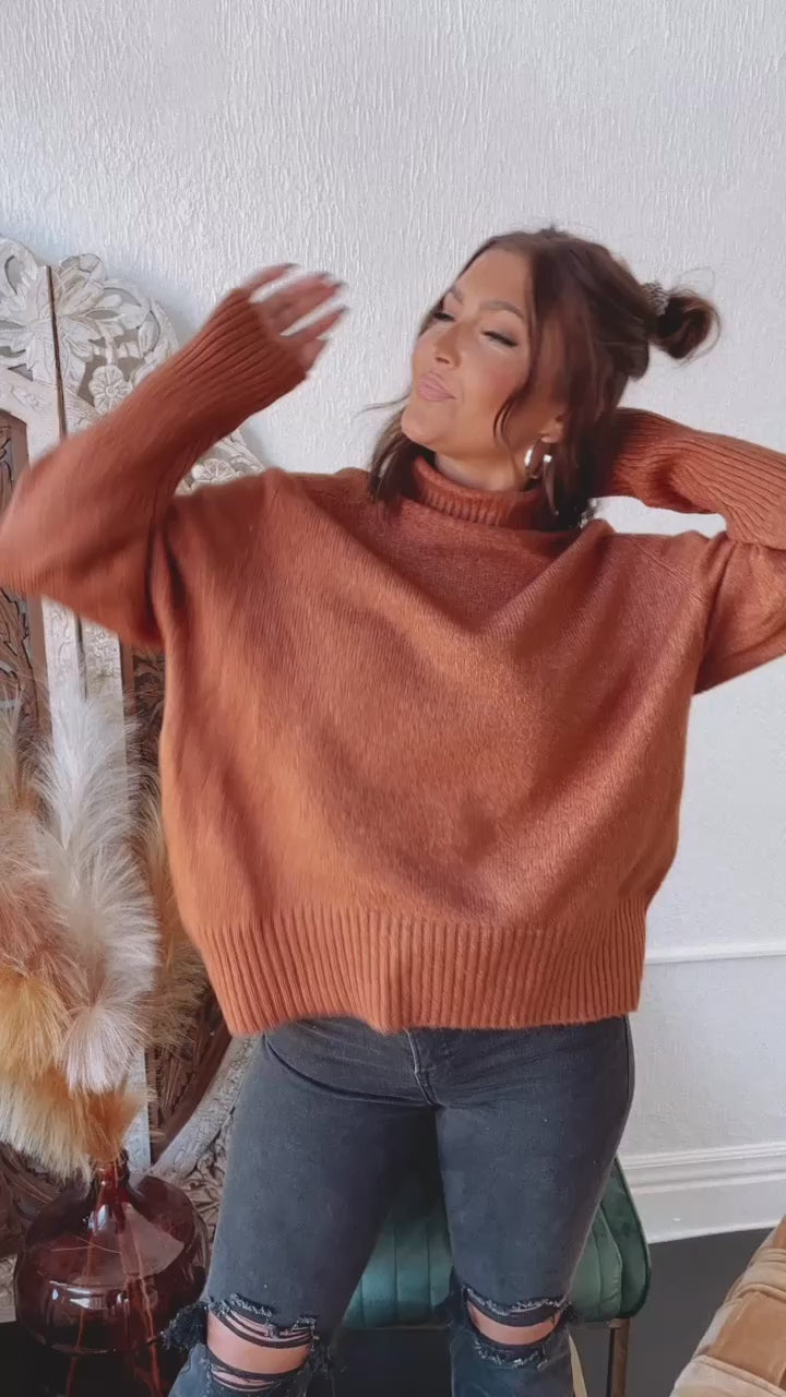 Let It Be Knit Sweater , Dark Rust