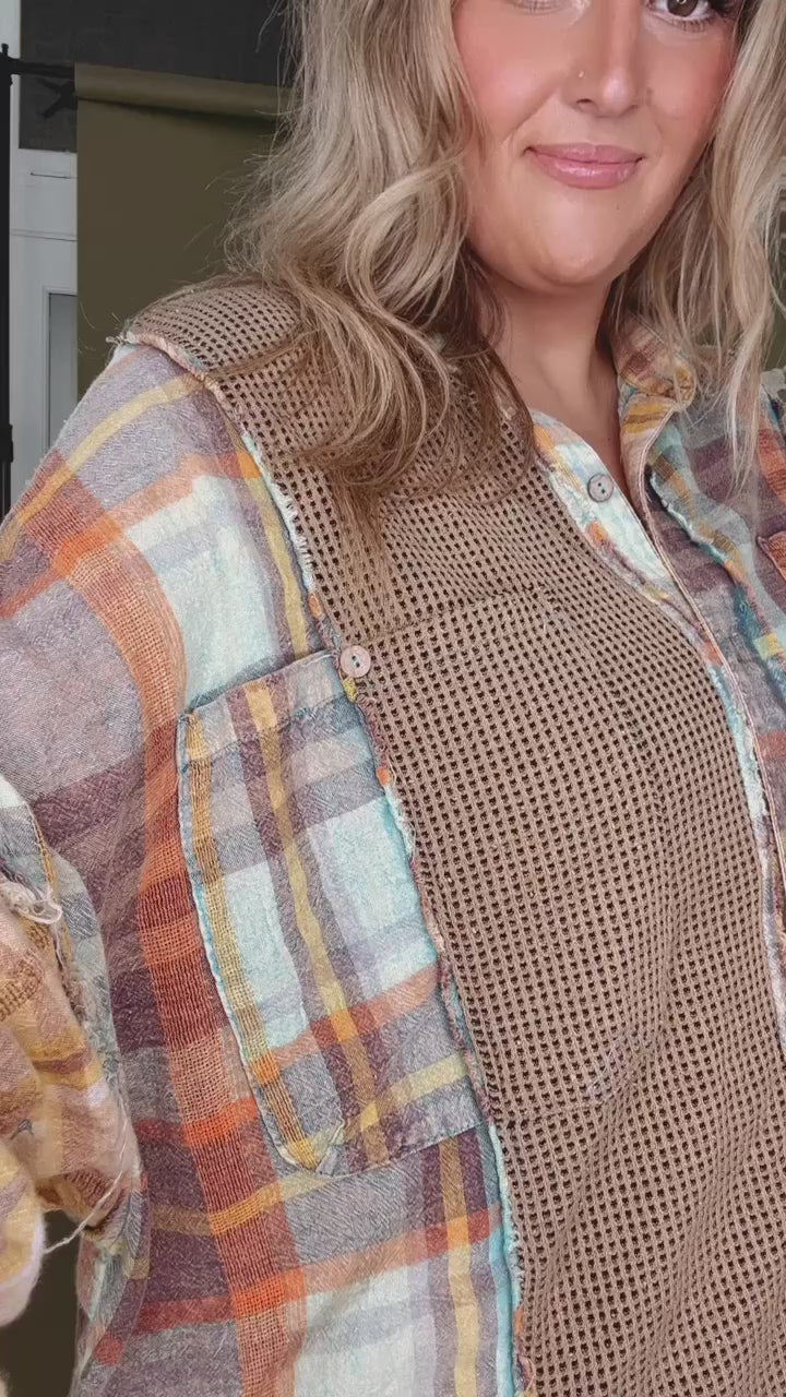 Oli & Hali: Sunny Mixed Plaid Button Down Top