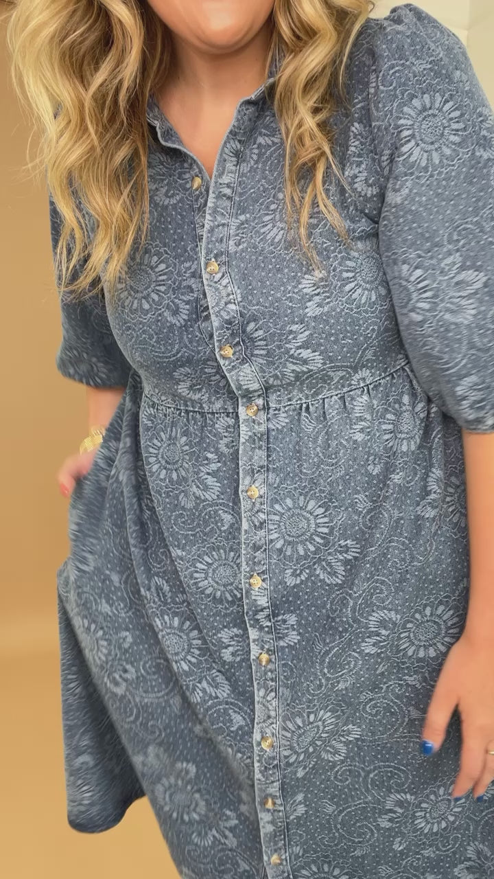 Dixie Denim Puff Sleeve Mini Dress