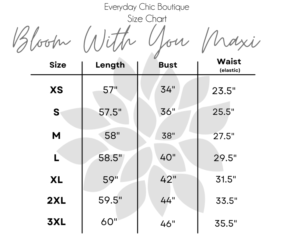 Size Chart  Blush & Bloom