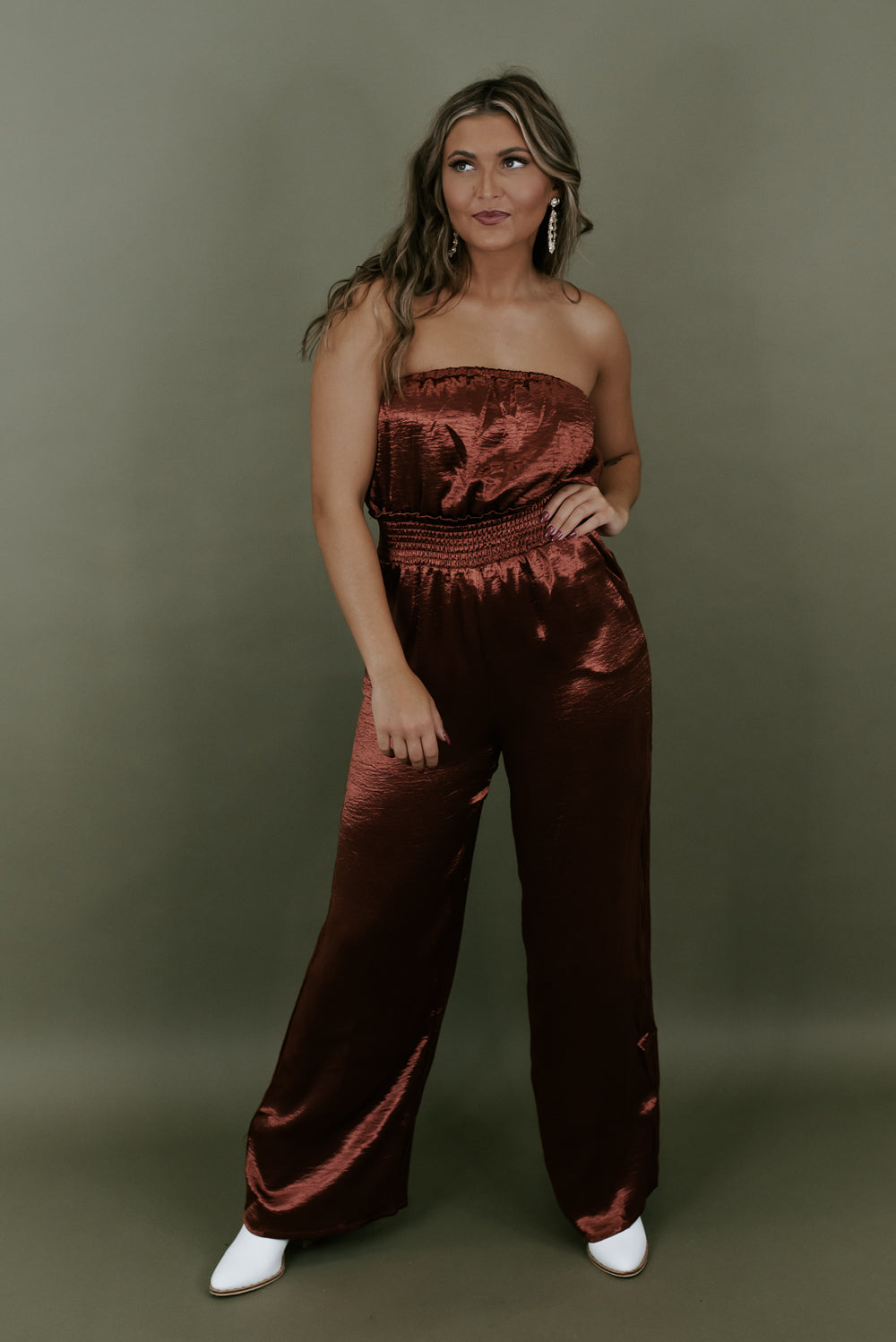 Here To Impress Satin Jumpsuit, Copper – Everyday Chic Boutique