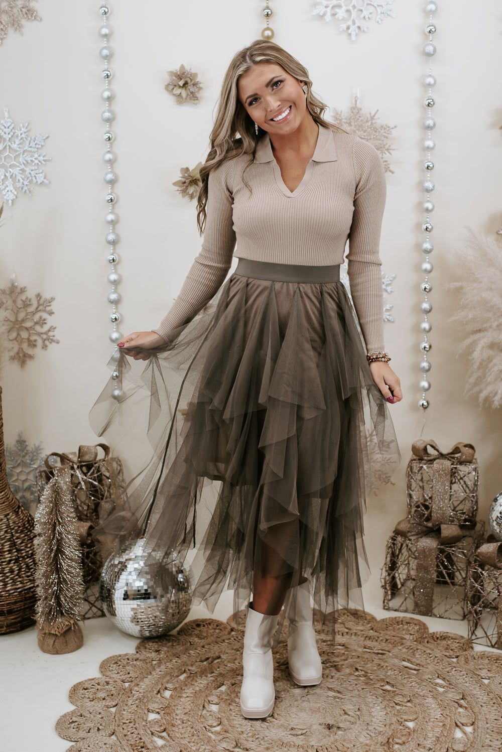 Be Merry Mesh Tutu Maxi Skirt , Olive Grey – Everyday Chic Boutique