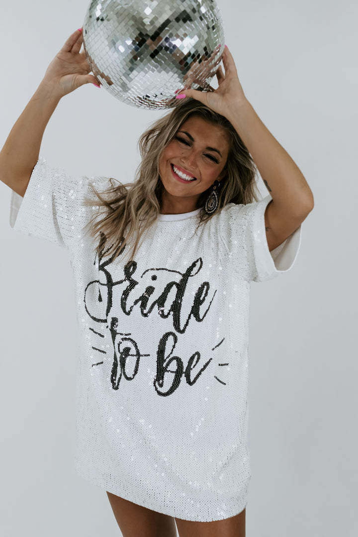 Bride To Be Sequins Dress, White