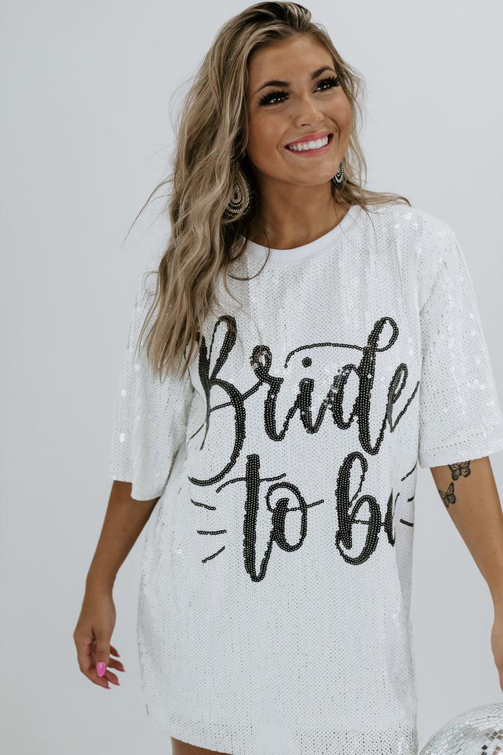 Bride To Be Sequins Dress, White