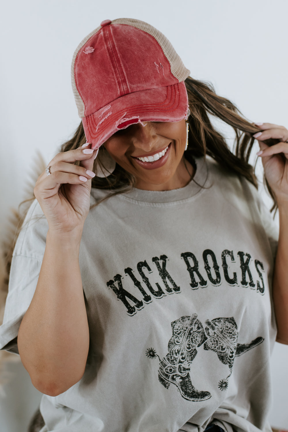 Distressed Ball Cap, Red – Everyday Chic Boutique