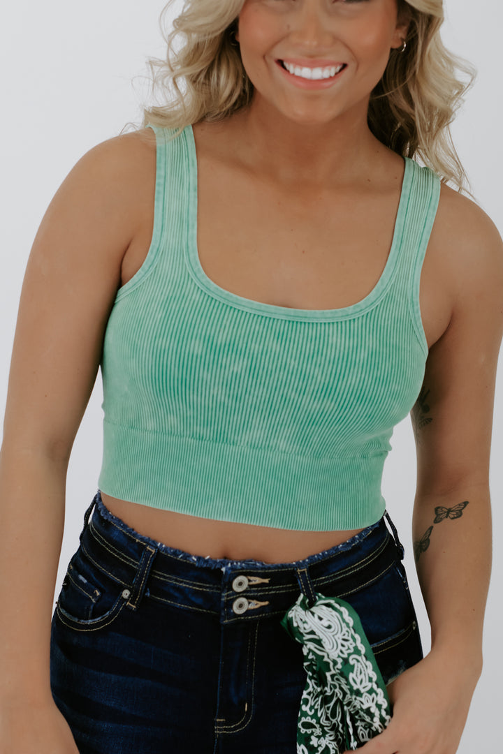 Keep Up Basic Ribbed Tank, K.Green